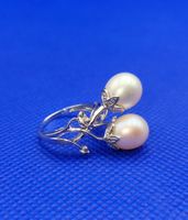 585 Weiss Gold Ring Mit Brillanten Und  Perlen