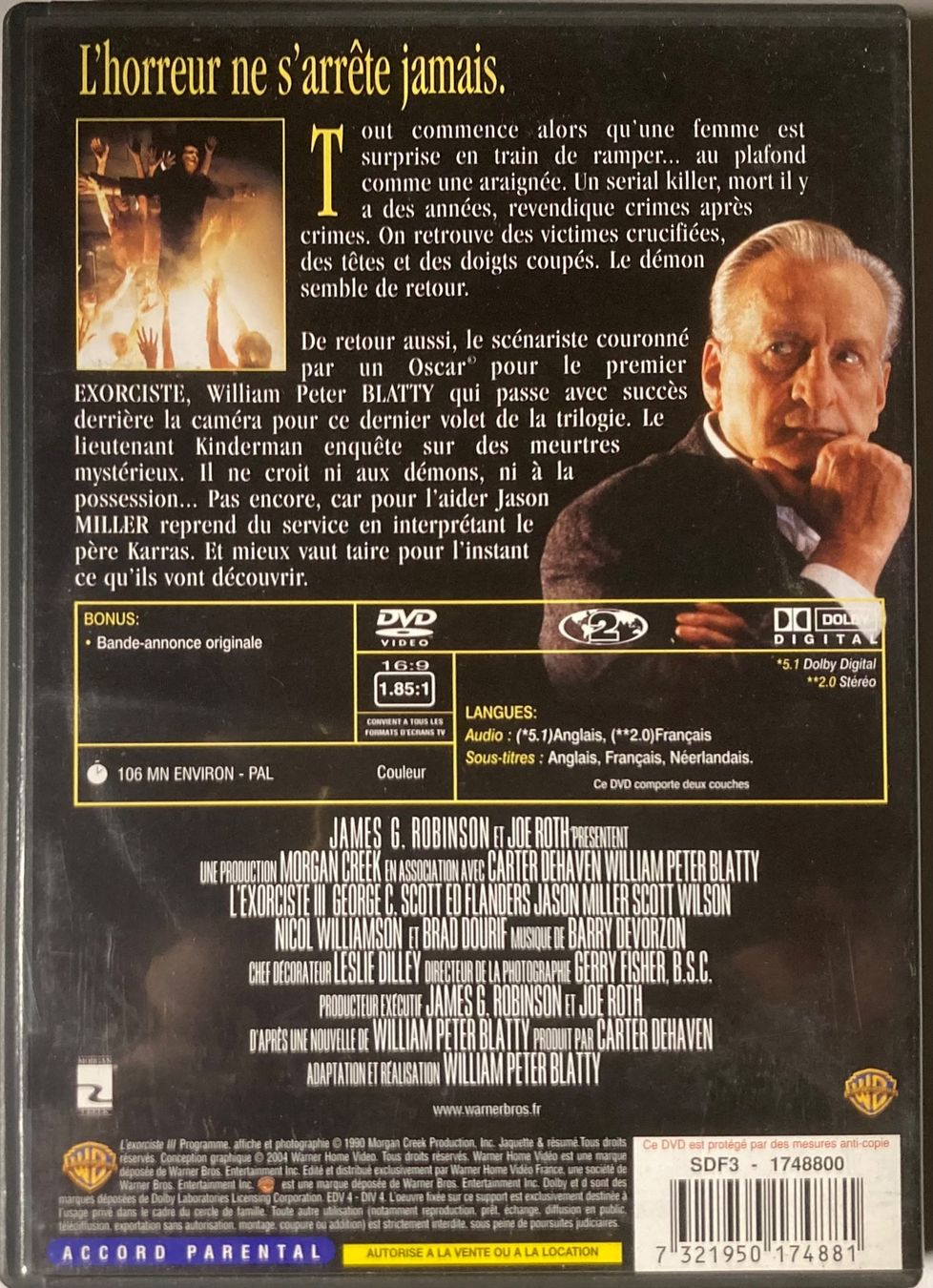 Alle DVDs: L'EXORCISTE III – Gebraucht aus Poliez-Pittet von Newtown-Records 1