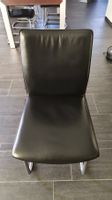 6 x Esstisch Stuhl, schwarz Leder, Freischwinger