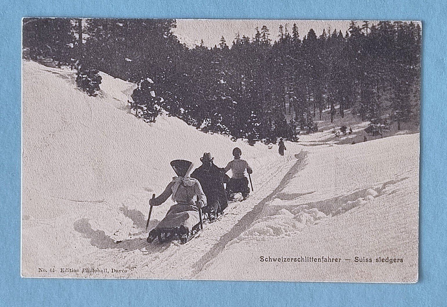 Cartoline postali: Davos - Suiss sledgers - Schweizer Schlittenfahrer 1906 – Usato da Rothrist venduto da RROENK