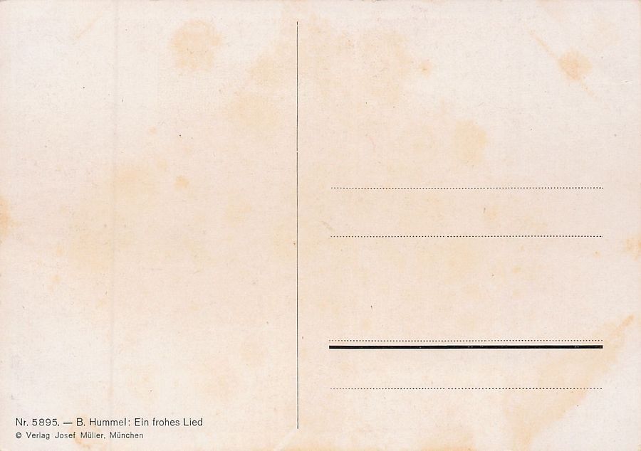 Cartoline postali: Kunst-AK, B. Hummel, Ein frohes Lied – Usato da Frauenfeld venduto da POML 1