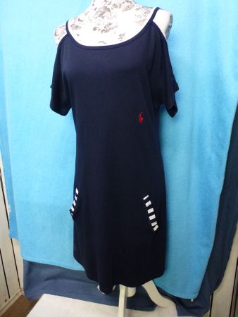 POLO KLEID DUNKELBLAU MARITIME STREIFEN SCHULTERFREI GR XL