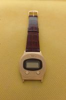 Edox Armbanduhr Digital Gehaeuse vergoldet Lederband