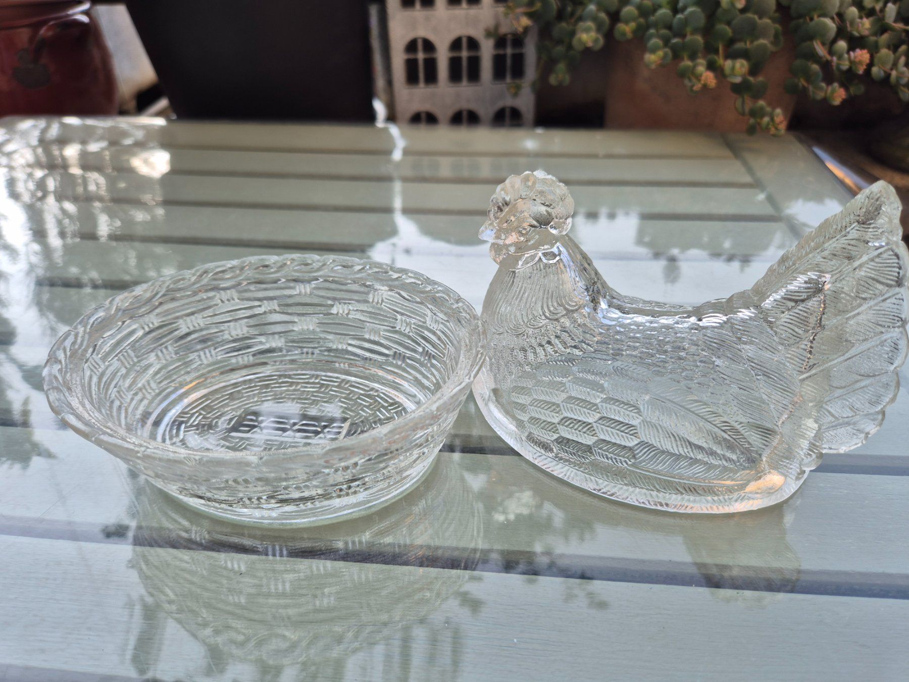Contenitori & Simili: Glas-Henne / Dose mit Deckel, Vintage, – Usato da Bern venduto da aronari 2