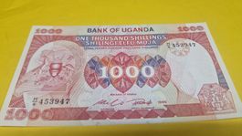 Uganda 1000 Schilling Banknote, Jahr 1986, Top