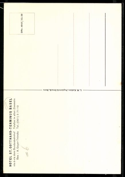 Cartoline postali: AK Basel, Hotel Gotthard Terminus – Usato da Berlin venduto da bartko-reher 1