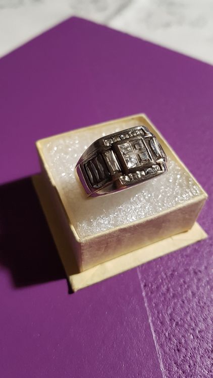 Massiver Herren Ring Silber 925 ca 20mm über 12g Karo Steine (Gebraucht ...