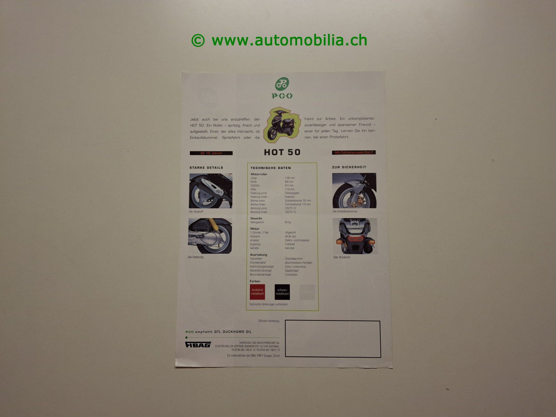 Documenti: PGO Hot 50 Roller Prospekt deutsch – Usato da Weingarten-Kalth venduto da Bettelbruenneli 1