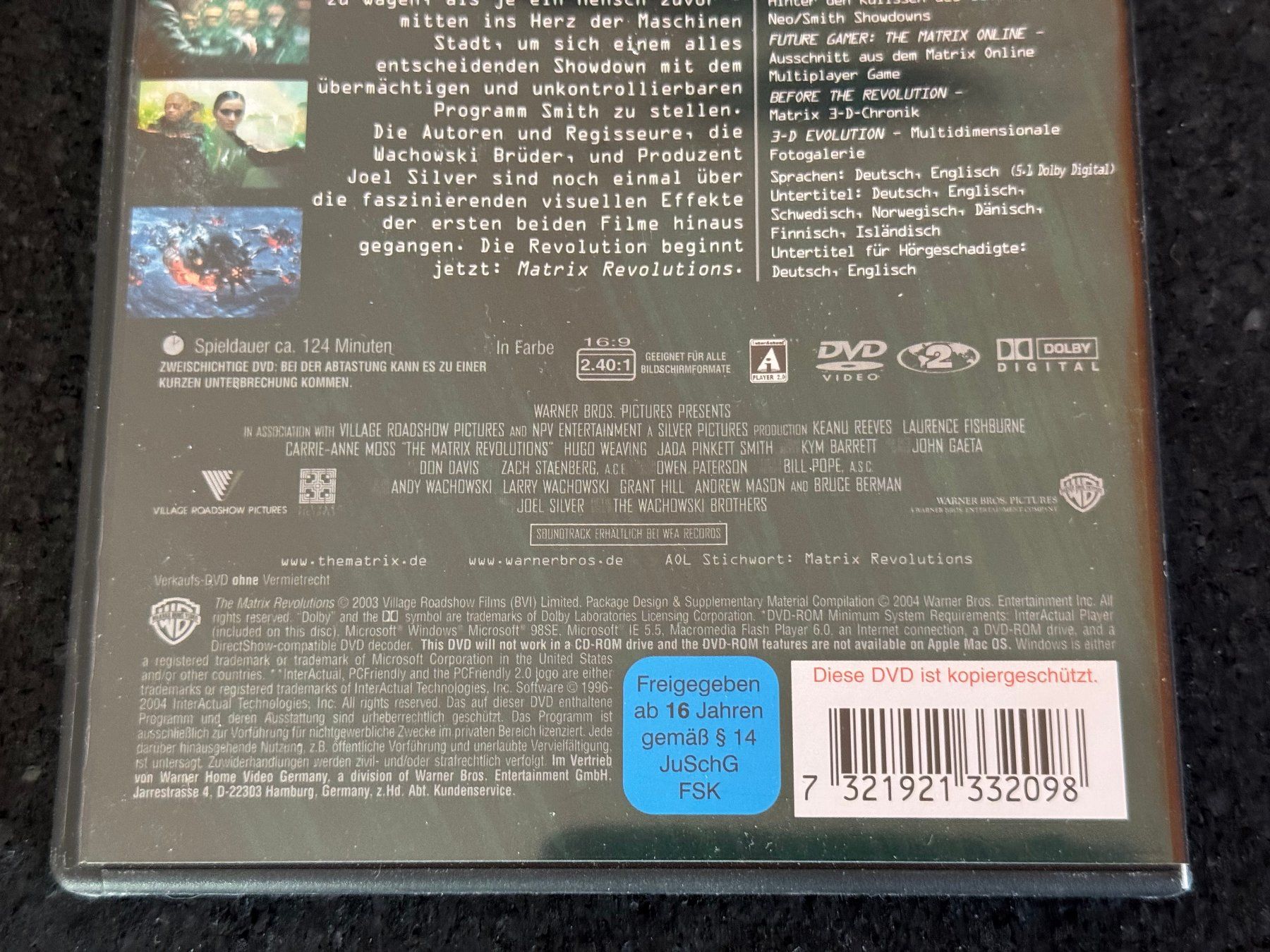 Tutti i DVDs: MATRIX REVOLUTIONS 2DVD Disc's Edition DE/EN – Usato da Fribourg venduto da tschjoly 3