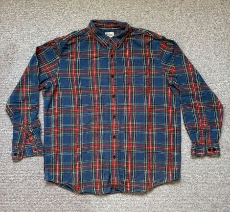 LL Bean Flanellhemd Herren XL Blau Rot Holzfäller Baumwolle
