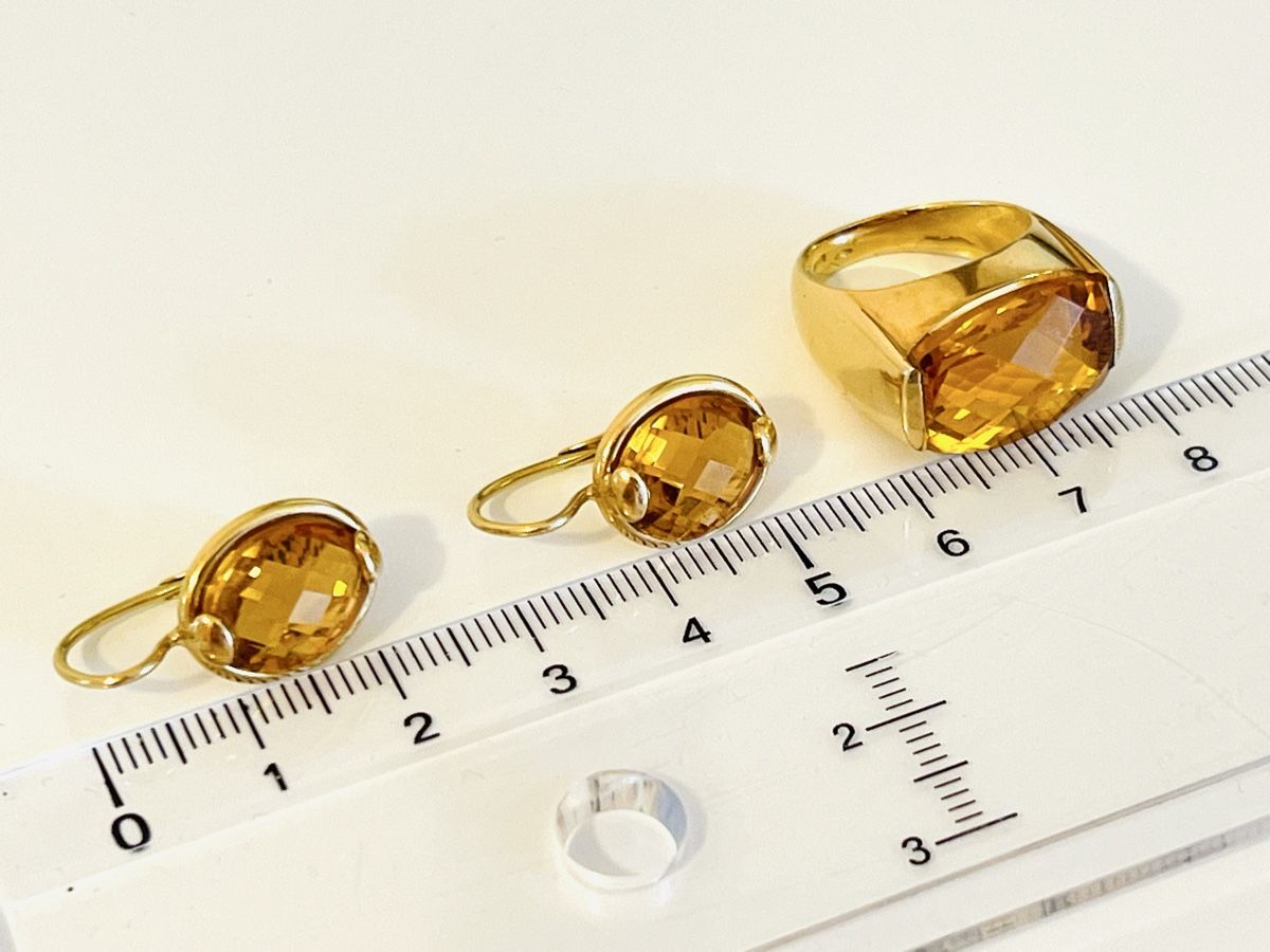 Altri gioielli: 18K 750 Yellow Gold Citrine Ring & Earrings Set – Nuovo (secondo la descrizione) da Rüschlikon venduto da topswissvintage 4