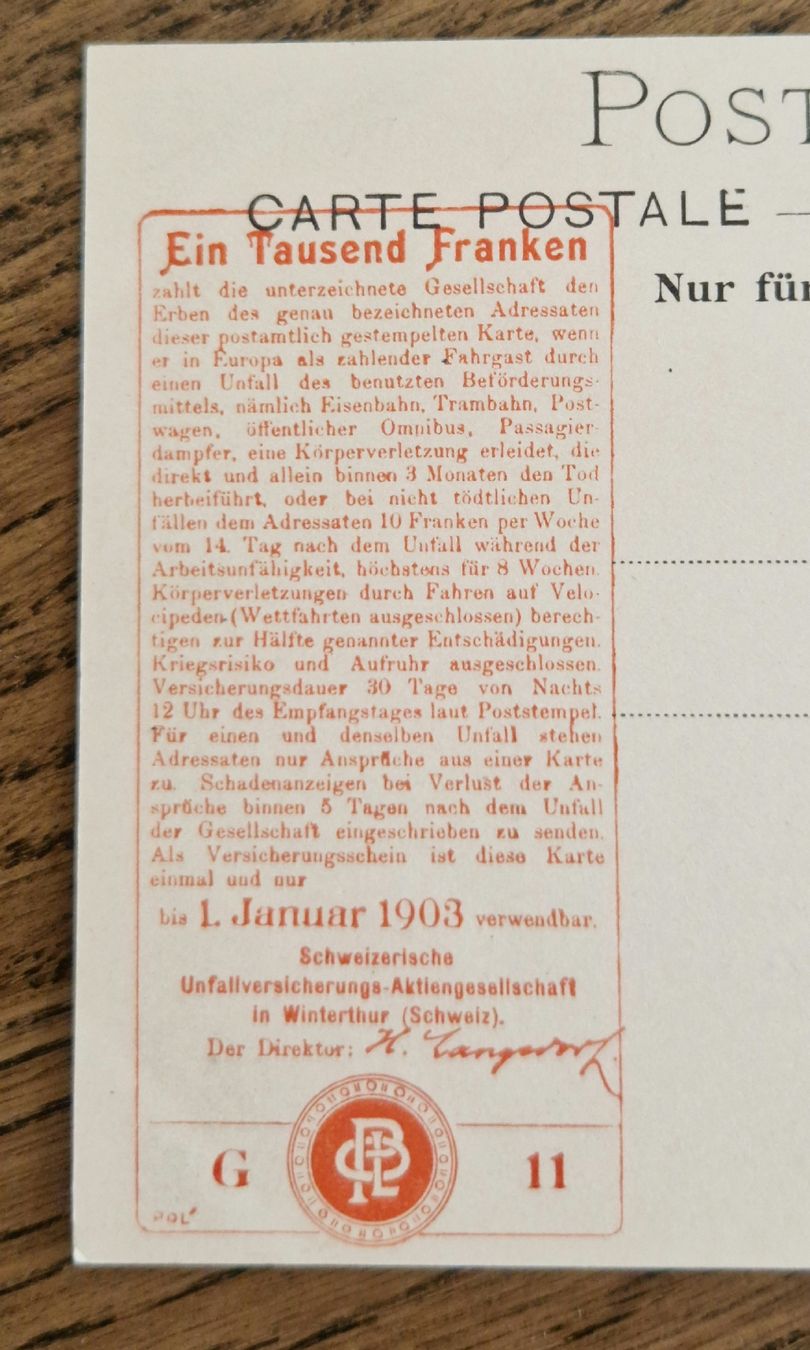 Ansichtskarten: AK Basel mit integrierter Versicherung 1903 – Gebraucht aus Ebikon von Donar50 3