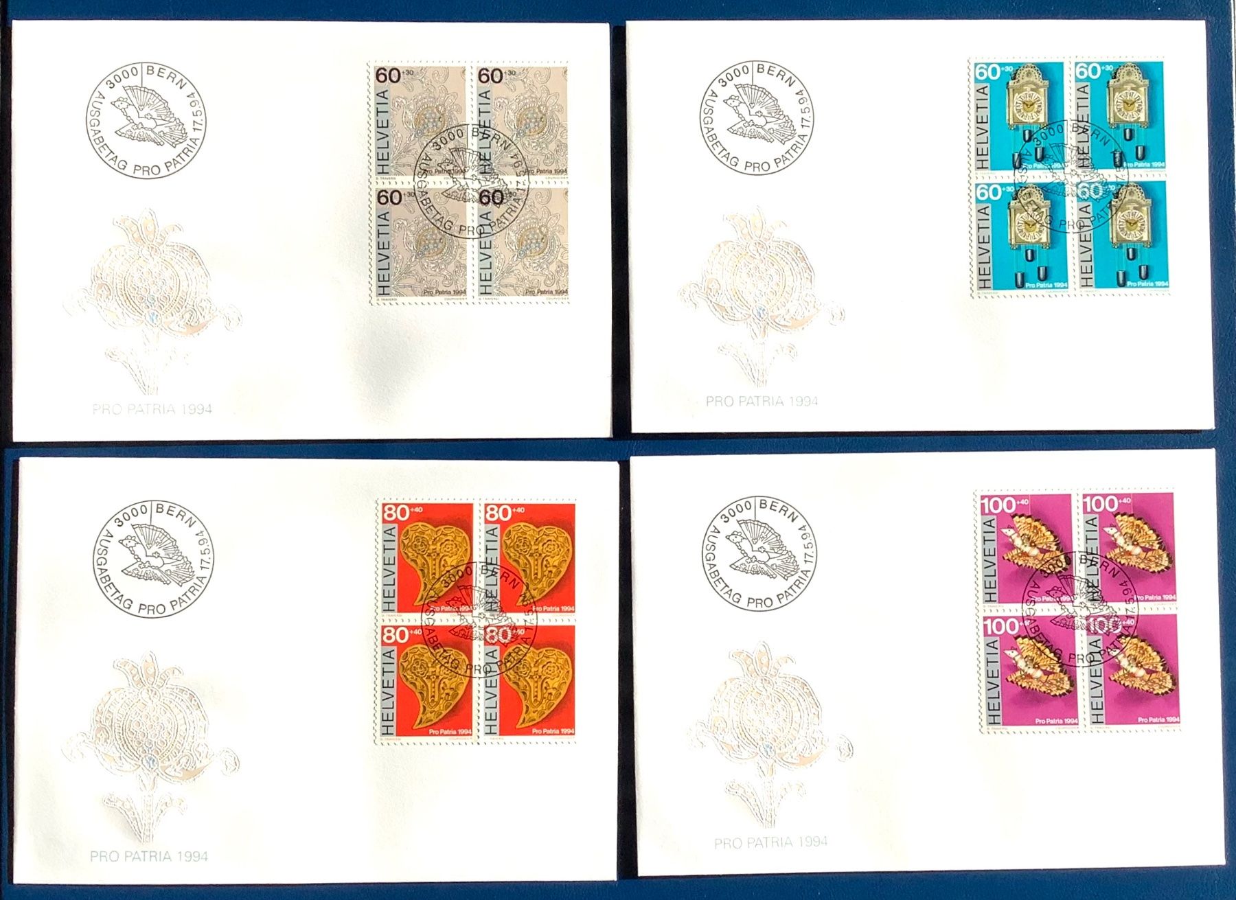 Tutti i francobolli: 1994 - Pro Patria FDC Viererblöcke Satz – Nuovo (secondo la descrizione) da Liestal venduto da Skunk02