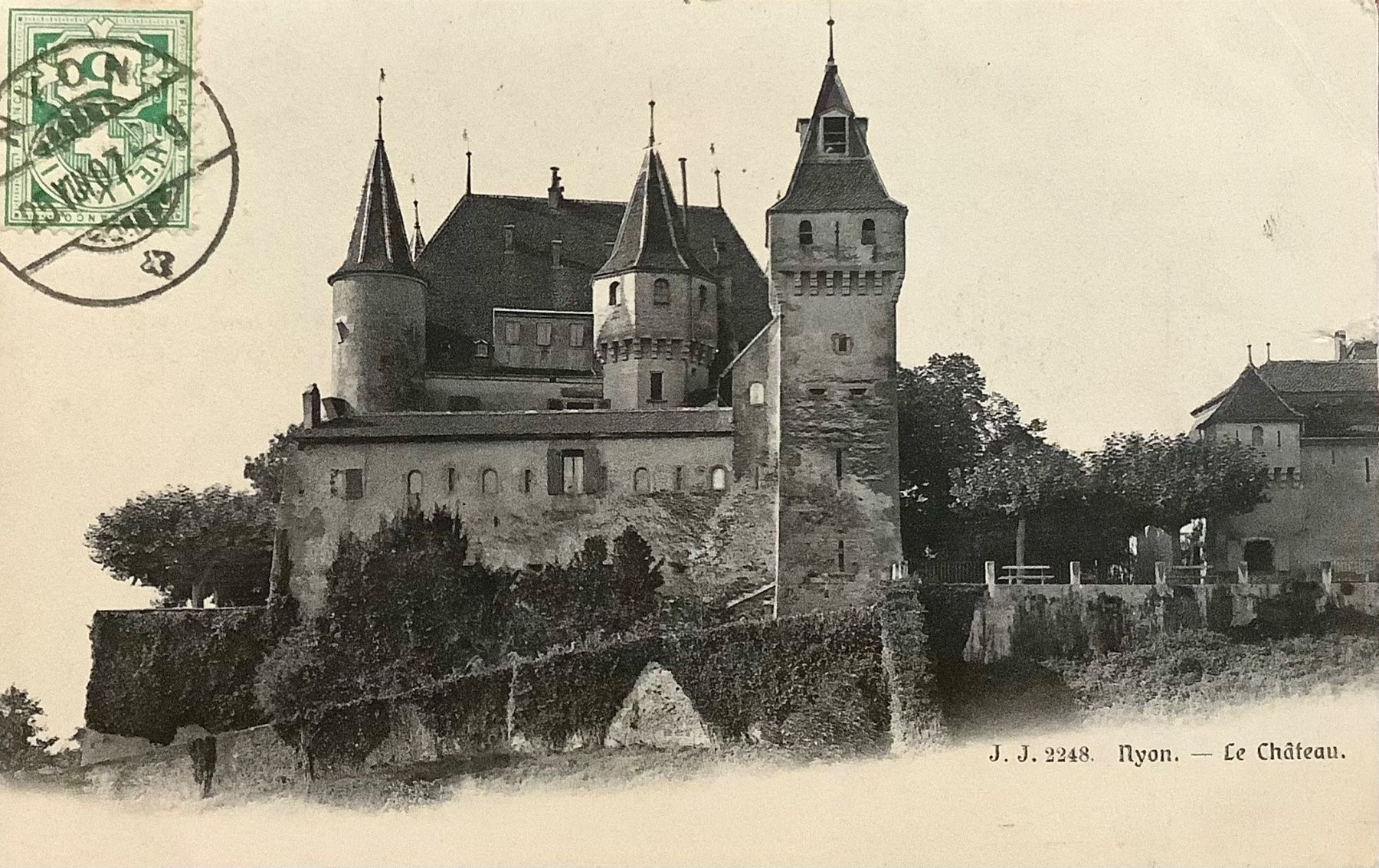 Cartoline postali: 1907 - LE CHÂTEAU Nyon – Usato da Root venduto da ENGLAND-TREASURES 1