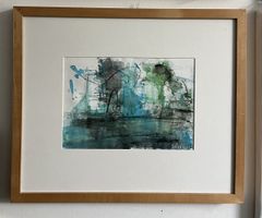 Abstrakte Kunst Aquarell/Pastell, signiert Spilmann