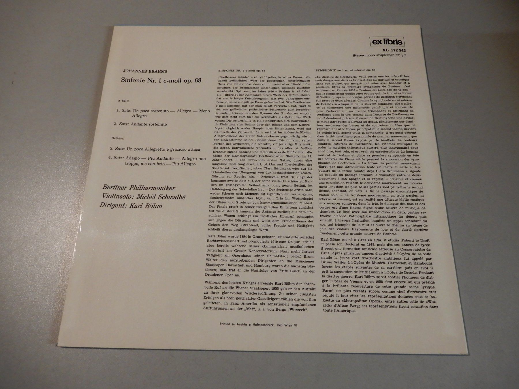 Dischi in vinile: Johannes Brahms - Berliner Philharmoniker – Usato da Erstfeld venduto da Mario_boe0 1