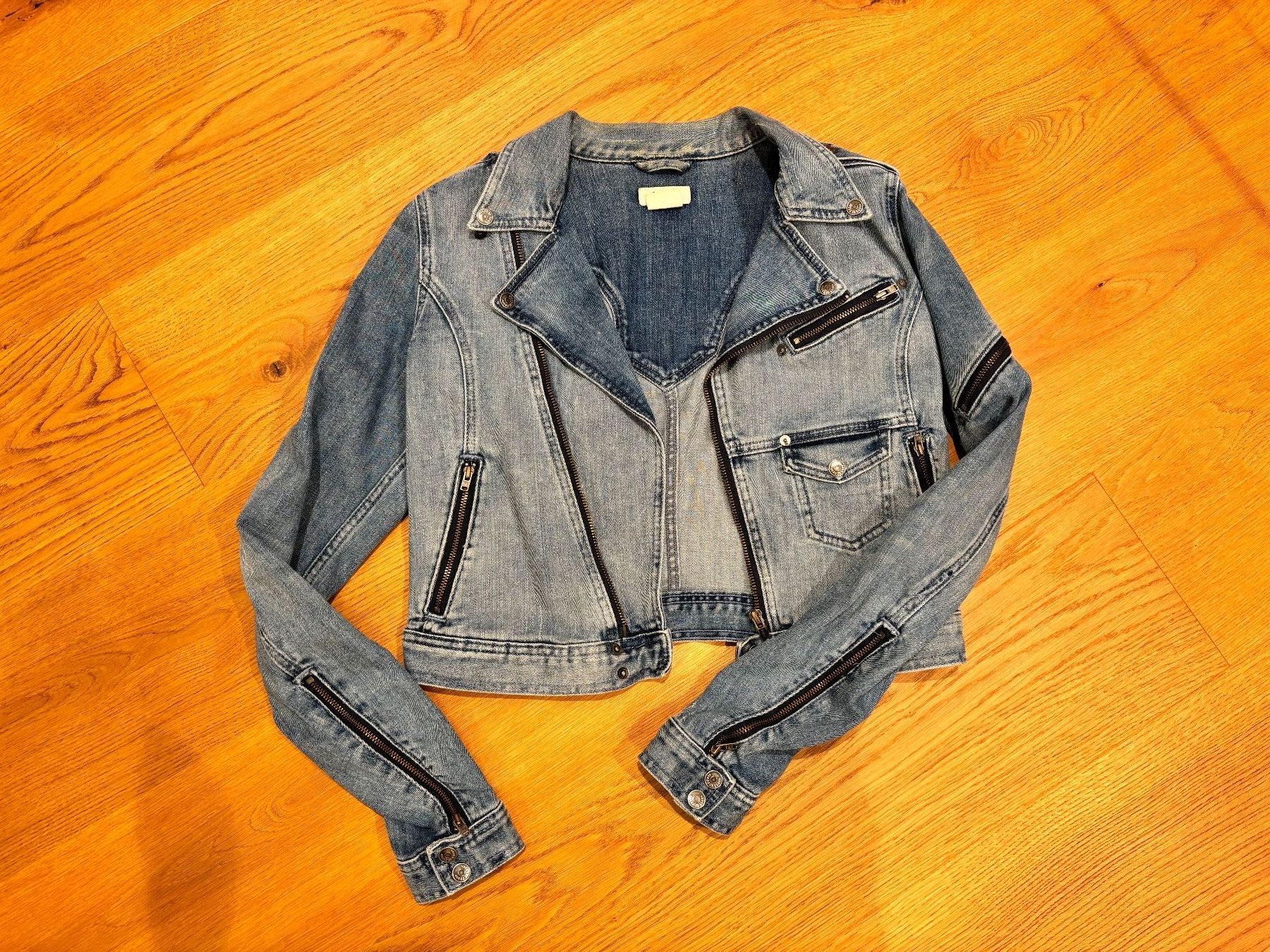 Giacche: schöne Jeansjacke im Biker-Stil, Grösse 36 – Usato da Neunkirch venduto da autoscooter57 4
