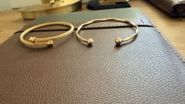 Set aus 2 goldfarbenen Armbändern aus rostfreiem Chirurgenst