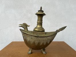 Antike Bronze Skulpur Gefäss Vogel Indonesien 19. Jahrhunder
