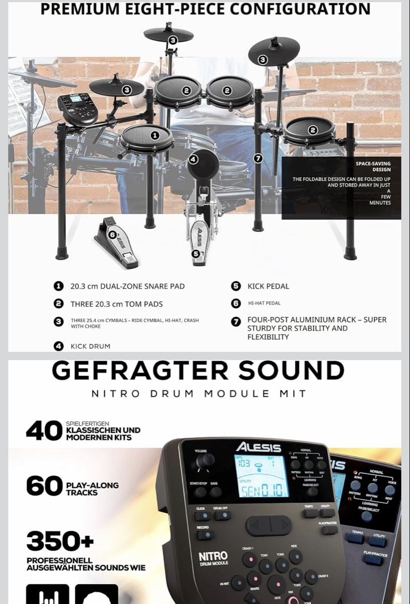 Alesis Musikinstrumente: Alesis Nitro Mesh Kit - E drums Electronic used - good – Gebraucht aus Basel von bas_y5fc 2
