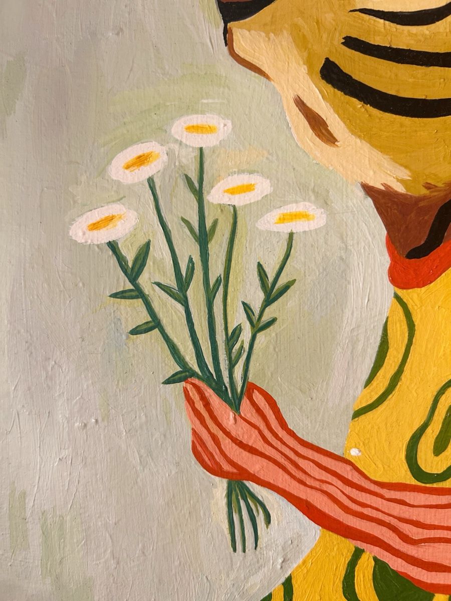Dipinti: Ölgemälde "Tiger mit Gänseblümchen", Original Kunstwerk – Usato da Rapperswil SG venduto da so__lga 2