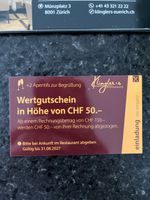 ***GUTSCHEIN*** 50.- Klingler‘s Ristorante Zürich