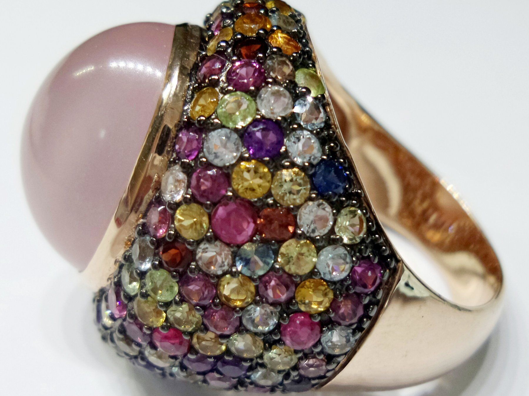 Anelli: Bunter Ring mit Rosenquarz – Nuovo (secondo la descrizione) da Zürich venduto da Bieter04 2