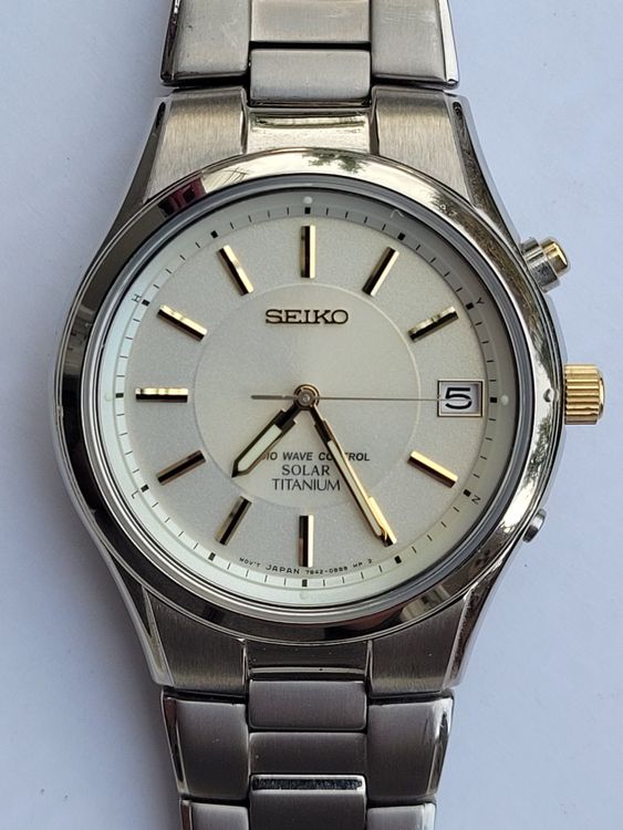 SEIKO QUARTZ 7B42 0AN0 TITANIUM SOLAR RADIO WAVE CONTROL JDM