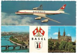 AK Swissair Flugzeug Basel