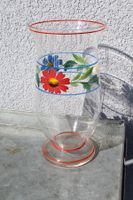 Vintage Glas Vase , Blümchen Handbemalt