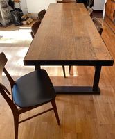 Table de salle à manger en bois massif, style industriel