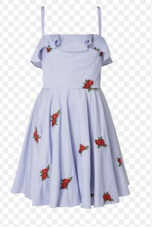 Guess Sommerkleid Gr. XS blau gestreift Rosen Stickerei Rüsc