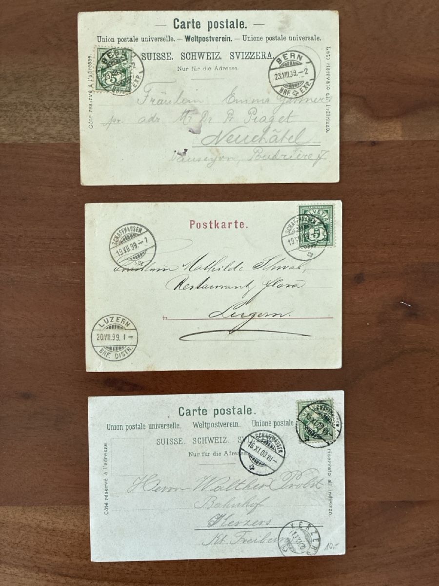 Cartoline postali: 7 Ansichtskarten Schweiz von Schaffhausen SH.  A – Usato da Oftringen venduto da Cla.vD.74 1