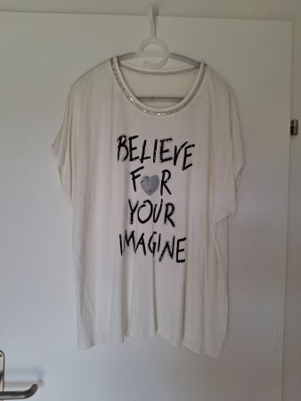 T-Shirt mit Glitzerprint "Believe for your Imagine" ca. XL