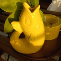Deko: Fischväseli u.Aschenbecher, Teelicht/ Shabby