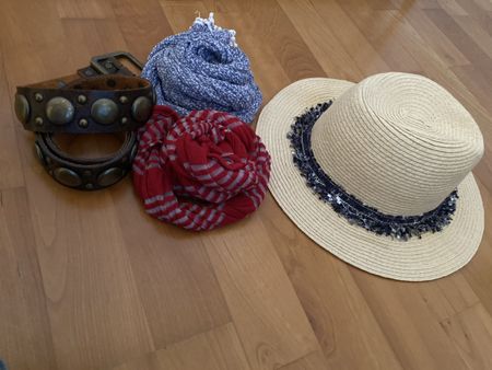 Sommer Accessoires Set: Hut, Gürtel, Hals Tücher - Top Deals