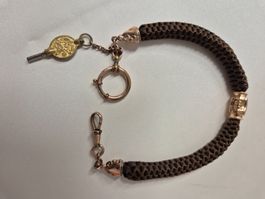 Antike Haarkette, Golddoublé, für Taschenuhr, Biedermeier