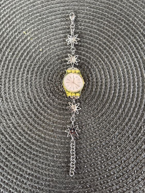 Bracelet Vintage Décor Edelweiss Gravé - Occasion - Multicolore, Plastique - Bijou Rétro