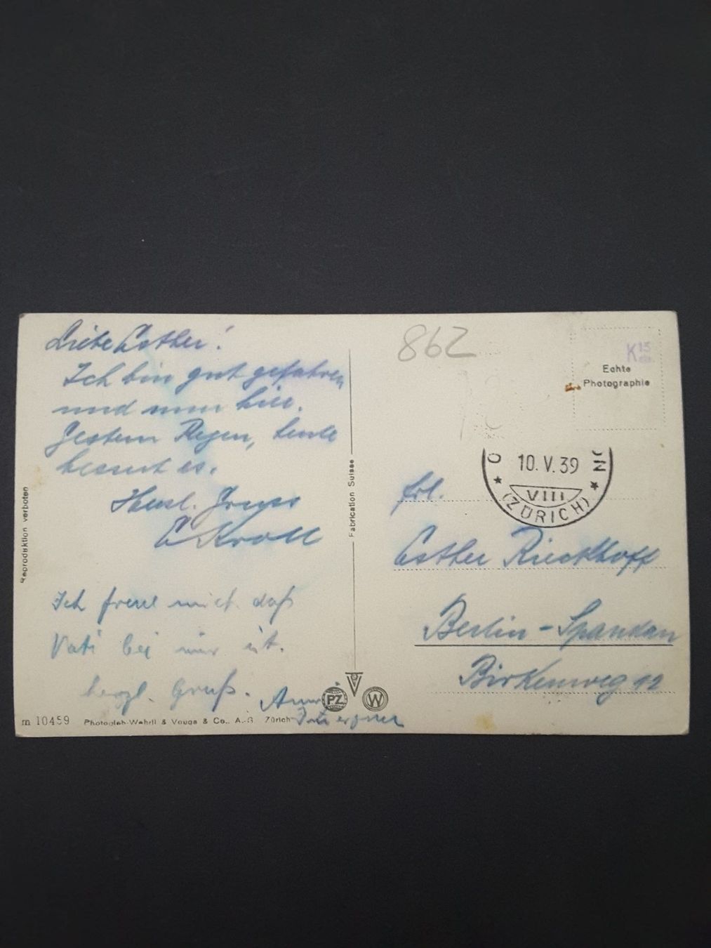 Cartoline postali: AK Wetzikon & Kempten 1939 – Usato da Reichenburg venduto da Pipo-67 2