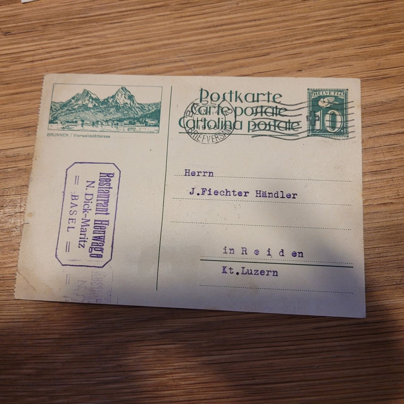 Cartoline postali: GS Basel 1928 Brunnen – Usato da Biel/Bienne venduto da Destockweb