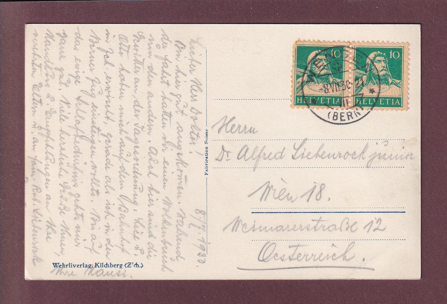 Cartoline postali: Wengen - JUNGFRAU und MÖNCH - 1930 – Usato da Pully venduto da nicecards 1