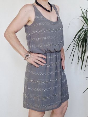 Damen Kleid Mango Gr. XS Grau 100% Polyester