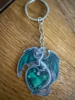 Schlüsselanhänger-Drache schützendes Herz - 2D Flach - Acryl