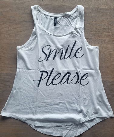 Sommer Top mit Aufschrift "Smile Please" Grösse M