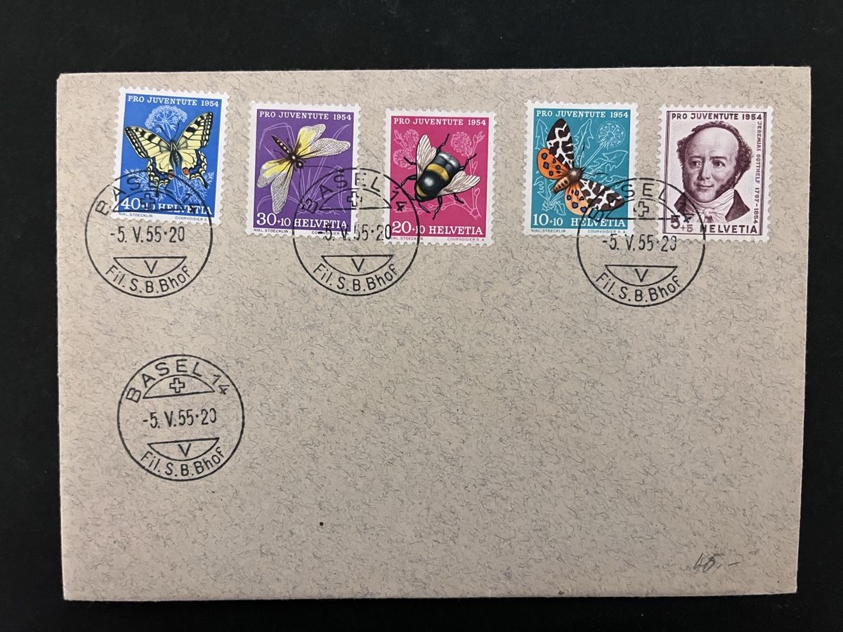 Tutti i francobolli: Lettre Pro Juventute Obl. BASEL 5.V.1955 – Usato da Sottens venduto da thigroux