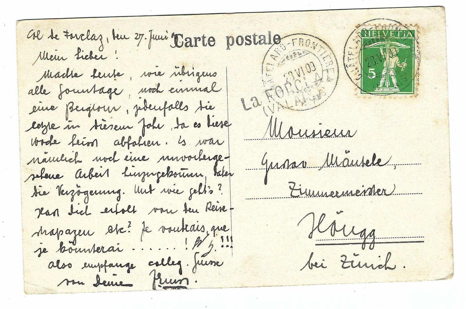 Tutti i francobolli: Stabstempel La Forclaz / Châtelard-Frontières 1909 dn – Usato da Aarau venduto da fussball-fussball
