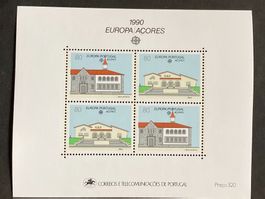 Portugal Azoren 1990 Block Europa CEPT Postgebäude