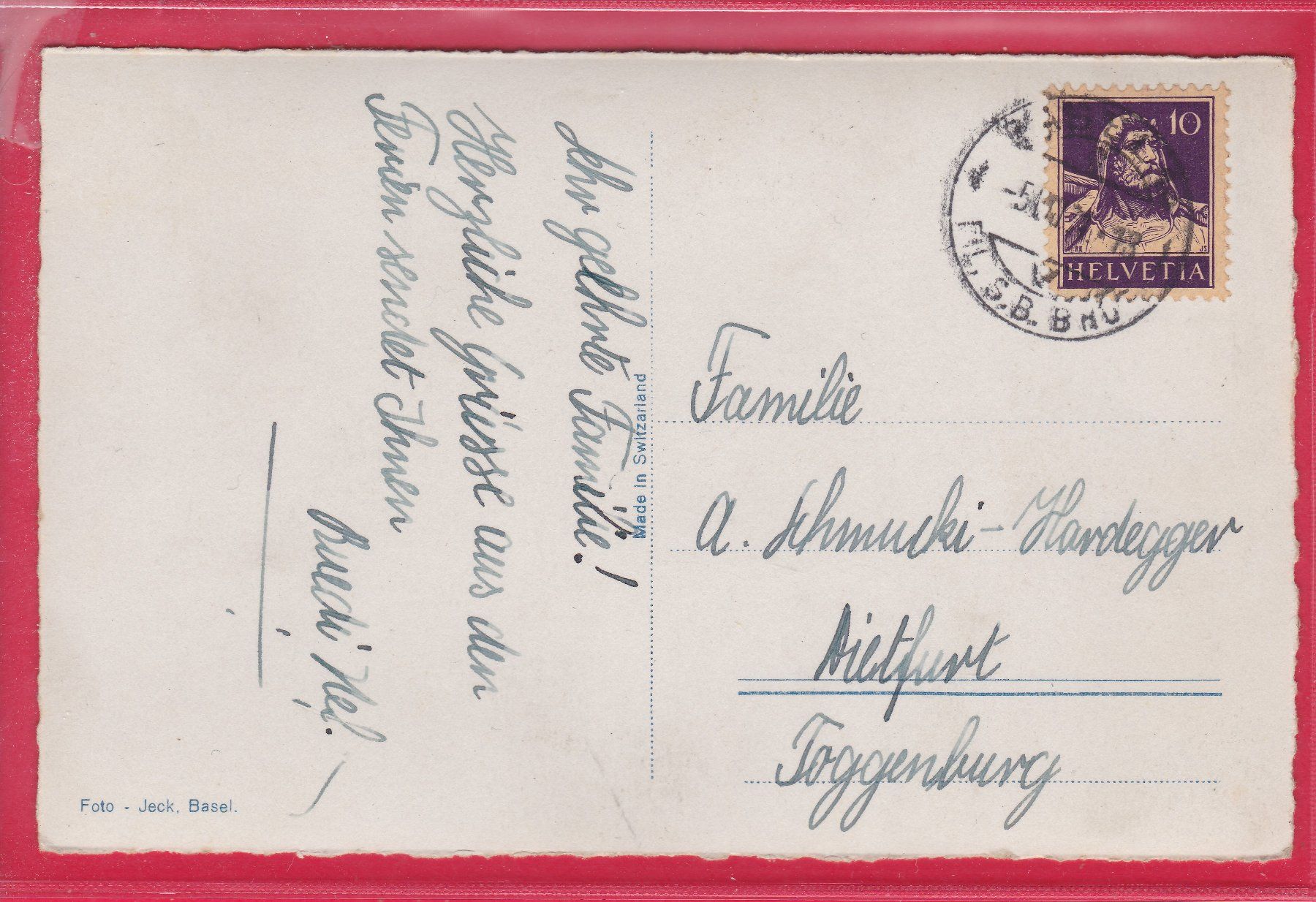 Cartoline postali: BASEL, WASSERTURM AUF DER BATTERIE, – Usato da Oberrieden venduto da Gebirgsstelze 1