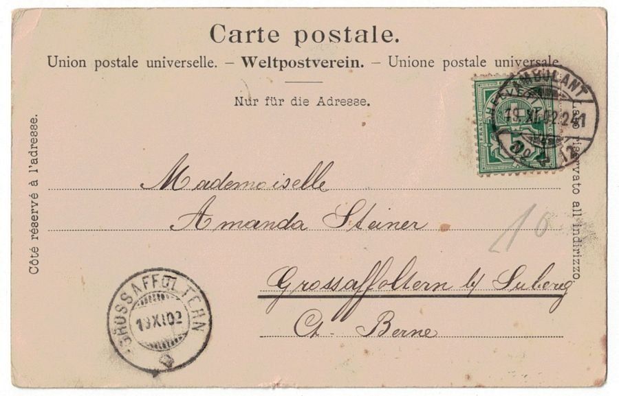Ansichtskarten: St-Imier, Ecole d'horlogerie, circulée 1902 – Gebraucht aus Frauenfeld von POML 1