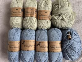 Drops Baby Alpaca Silk Wolle 9 Knäuel hellblau und grün